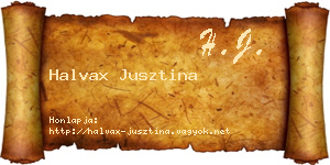 Halvax Jusztina névjegykártya